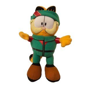 Garfield Cat Window Cling Plush Stuffed Animal Green Red Outfit Headband 8"